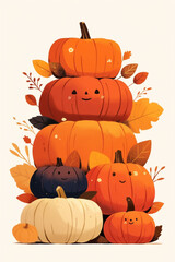 Wall Mural - A stack of pumpkins. halloween