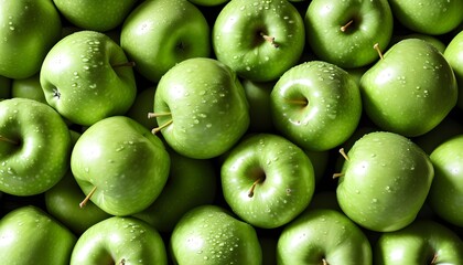 Wall Mural - Vibrant Green Apples Arranged from Above Showcasing Organic Freshness and Health Benefits