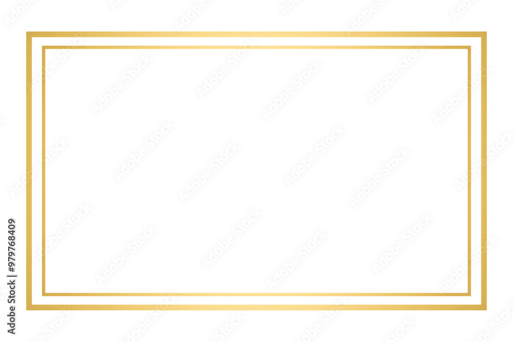 Gold rectangle frame isolated on transparent background. Simple golden ...