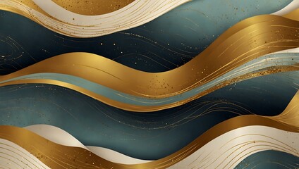 Wall Mural - Modern background with abstract waves and gold patterns.