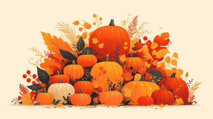 Wall Mural - A stack of pumpkins. halloween