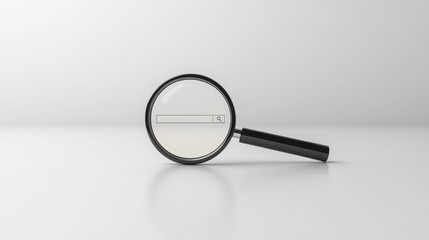  magnifying glass icon over a search bar, set on a clean white background