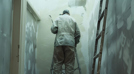 guy paiting wall in the house