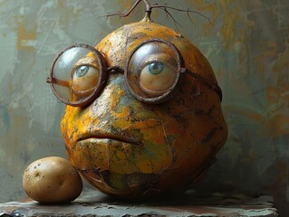 Canvas Print - Surreal Still Life: A Whimsical Character With Glasses