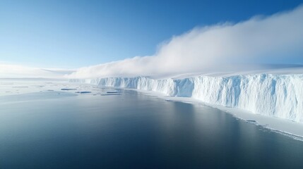 Wall Mural - Frozen Antarctic coastline, polar cold, icy cliffs.