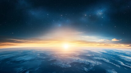 Horizon under starlit sky, subtle clouds, vast darkness.