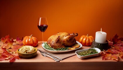 Wall Mural - turkey baked, thanksgiving or christmas concept on bright background