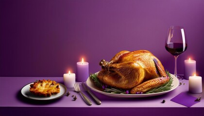 Wall Mural - turkey baked, thanksgiving or christmas concept on bright background