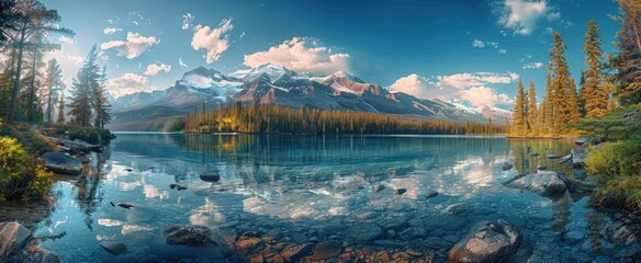 Canvas Print - Mountain Lake Reflection Serenity