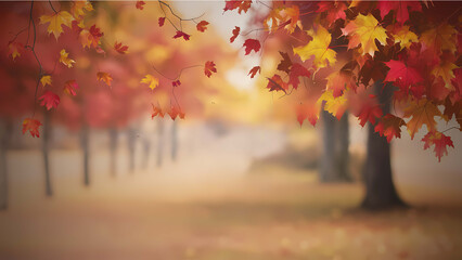 Poster - autumn leaves in the park autumn background with copy space 