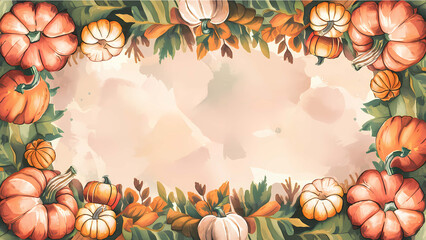 Poster - halloween pumpkin border autumn background with copy space 