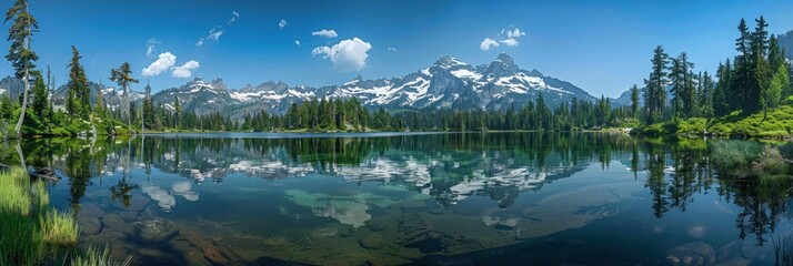 Canvas Print - Majestic Mountain Reflections in a Serene Lake