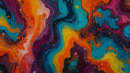 Poster - Vibrant swirling color patterns in abstract fluid art