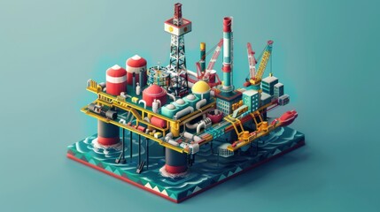 Sticker - Offshore Oil Rig Illustration