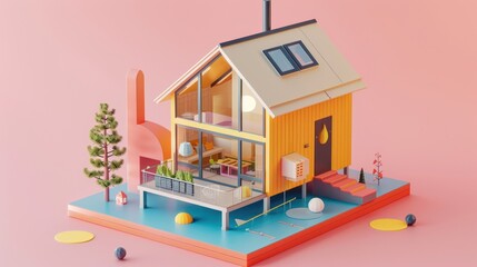 Poster - Low Poly House Model