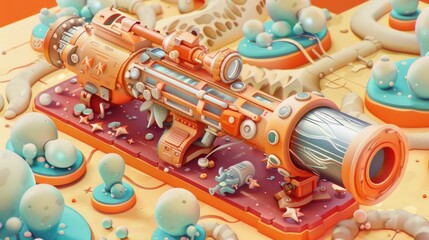 Sticker - Futuristic Cannon in a Whimsical Landscape