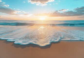 Sticker - Sunset Seascape: A Calm Ocean Wave