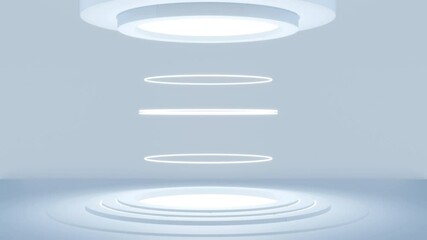 Wall Mural - Futuristic teleport or portal with moving neon light rings. Technology concept design for game. 3d animation.