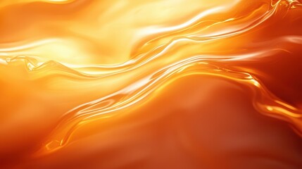 Aufkleber - A vibrant orange abstract background showcasing flowing waves of soft light, ideal for creative designs and atmospheric visuals.