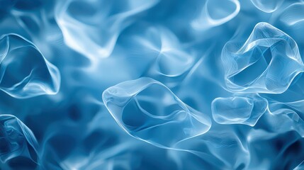 Aufkleber - Abstract blue background featuring fluid waves, soft shapes, and translucent textures for creative and artistic use.