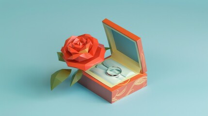 Wall Mural - engagement ring with rose