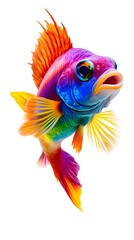 Poster - Colorful Fish with White Background, Abstract Image, Texture, Pattern Background, Wallpaper, Cover and Screen for Smartphone, PC, Laptop, 9:16 and 16:9 Format