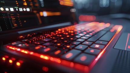 PC, laptop keyboard technology for software engineering, programmer coding component for work