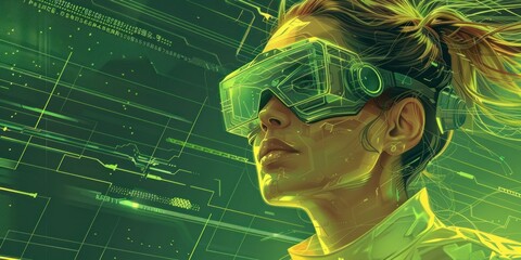 Canvas Print - Woman in Virtual Reality Headset