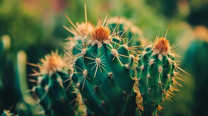 Poster - Close-up of a prickly cactus plant.