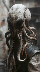 Poster - Surreal Digital Painting of a Creepy Alien Creature with Tentacles