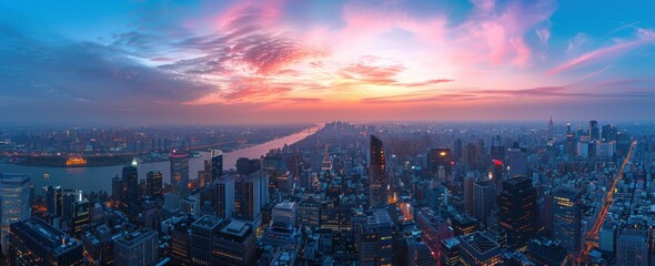 Canvas Print - Sunset Skyline over New York City