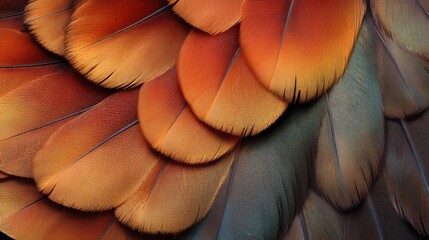 Wall Mural - A close-up of a bird's feathers, showcasing the intricate patterns and vibrant colors.