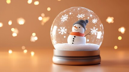 Sticker - A snow globe featuring a cheerful snowman with a hat and scarf, surrounded by falling snowflakes.