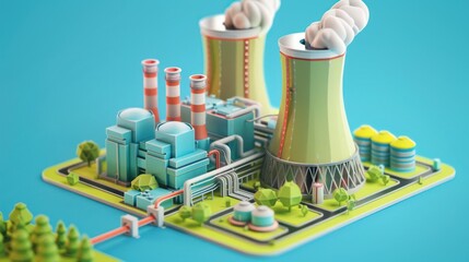 Wall Mural - 3D Rendered Power Plant Illustration