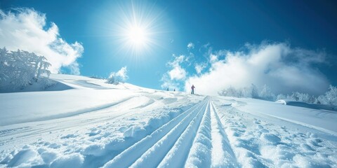 Poster - Snowy Mountain Landscape with Skier