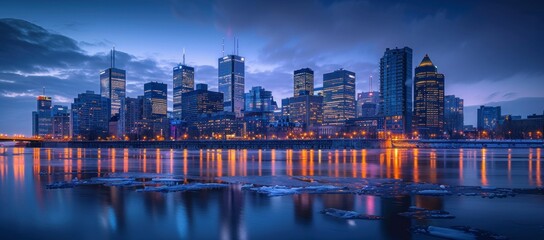 Wall Mural - Cityscape Reflection at Dusk