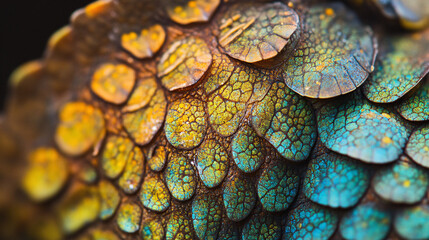 Wall Mural - Colorful Lizard Scales Macro