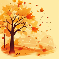 Canvas Print - Beautiful autumn illustration background