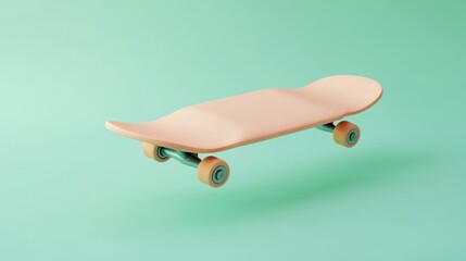 Poster - A minimalist skateboard floating against a pastel background, emphasizing design and leisure.