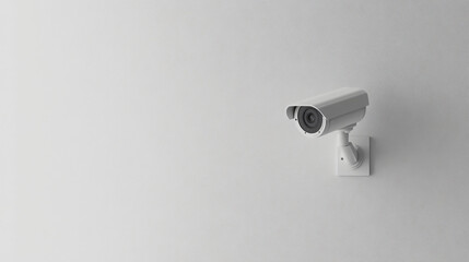 Aufkleber - Security camera in white is watching over a white wall, highlighting the idea of surveillance