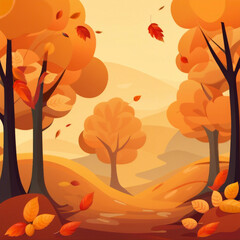 Wall Mural - Beautiful autumn illustration background