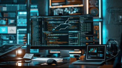 Computer Workstation with Code