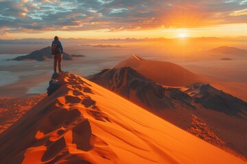 Poster - Adventurous Soul at Sunrise Over the Namib Desert