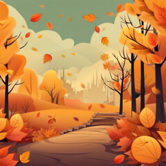 Wall Mural - Beautiful autumn illustration background