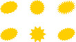 © Volodymyr - Starburst yellow sticker set - collection of special offer sale oval and round shaped sunburst labels and badges. Promo stickers with star edges. Vector.