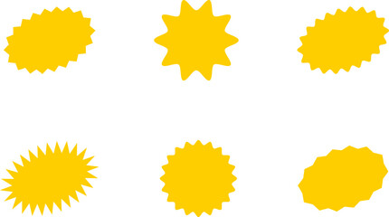 Canvas Print - Starburst yellow sticker set - collection of special offer sale oval and round shaped sunburst labels and badges. Promo stickers with star edges. Vector.