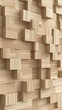 © ZinaZaval - Wooden strips are arranged in a cube pattern, showcasing a modern and stylish wall design suitable for interior decoration