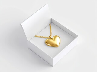 This 3D render illustration shows a paper jewelry pendant gift packaging box.