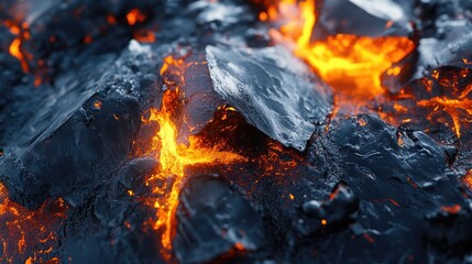 A close-up of volcanic glass (obsidian) glistening in the sunlight, formed from rapidly cooled lava