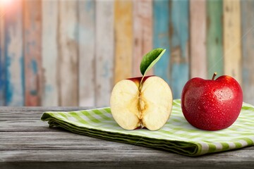 Wall Mural - Tasty fresh ripe red apple fruit